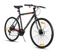 HILAND Vélo de route 700C - freins à double disque 7 vitesses - cadre en aluminium léger , unisexe- Cadre de 530 mm- Noir