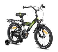 HILAND Vélo Enfant 16 Pouces pour Garçon et Fille de 4 5 6 7 Ans et Plus avec Porte-Bagages, Frein à Main et Frein à Rétropédalage, Noir