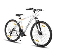 Hiland VTT 29 Pouces, Cadre en Aluminium, 21 Vitesses, Fourche à Suspension et Frein à Disque, VTT pour Hommes，Gris