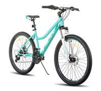 HILAND VTT Femme 26 pouces 21 vitesses avec Suspension Fourche Acier Cadre Freins à Disques et Garde-boue-Vert