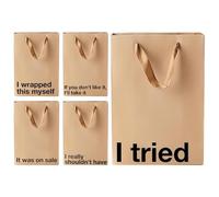 Hilarious Gift Bags, 5-Piece Party Favor, Satirical Phrase Use, Fabric Material With Printed Design, Funny Gift Bag Accessory With Humor Feature, For Home Office School Christmas