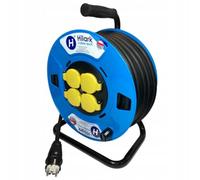 Hilark Cable Tech Enrouleur Cable Electrique H07RN-F rallonge électrique avec Bloc Prises Professionnelle (3g2,5 mm2, Noir, 15 mètre)