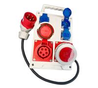 Hilark Distributeur de Courant Coffret de chantier avec 6 prises à clapet IP44 / IP54 et de câble (2 prises 32A IP67, 4 prises 16A 230V, câble de 5 mètre)
