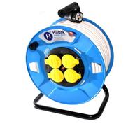 Hilark Enrouleur Cable Electrique 3 conducteurs Section 2,5 mm2 H05VV-F 3g2,5 mm rallonge électrique avec Bloc Prises Plastique Tambour de cuble Electrique 3x2,5 mm (10 mètre, Blanc)