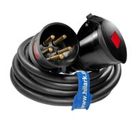 Hilark H07RN-F 5g6 mm² (5x6 mm) 32A IP44 Noir - Cordon prolongateur Câble en Caoutchouc pour Chantier, Industrie, extérieur (3 mètre, Noir)