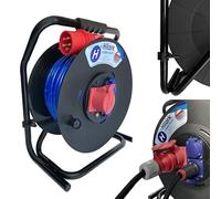 Hilark Professionnelle Enrouleur Cable Electrique H07BQ-F 5x2,5 50m rallonge électrique avec Bloc Prises