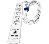 Hilark Rallonge Multi-Prises Nouveau - Avec 2 Ports Usb, Une Protection Contre Les Surtensions Et Un Interrupteur (1,5 Mètre, 4 Prises, Blanc)[DYB983072]