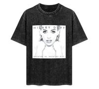 Hilary Duff Breathe in Breathe Out Blanco Amarillo Negro Rojo Hombres Mujeres Unisex T-Shirt Printed Tee Graphic Top Men Black Shirt L
