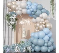 HILAVO Kit d'arche de ballons bleu poussiéreux rétro ardoise bleu pastel beige crème sable blanc neutre pour fête prénuptiale, révélation du sexe, anniversaire, mariage