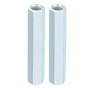 HilBeliFU Lot de 2 écrous d'accouplement filetés M8 x 66 en acier au carbone galvanisé, attaches filetées pour la maison, le bureau, les appareils industriels, architecturaux