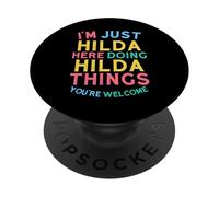 Hilda Here Doing Hilda Things Funny Hilda Name PopSockets PopGrip Adhésif