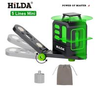 HILDA niveau Laser 2 lignes/5 lignes 360 niveau de nivellement automatique équipement d'outils de Construction lumière verte Laser croisé bon cadeau WLS236