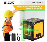 HILDA niveau Laser vert 2 lignes lignes transversales auto-nivelantes, chargement USB de taille Mini pratique à transporter des faisceaux haute visibilité TMHH132