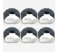 Hilde by Permin Lot de 6 fils classiques en tweed avec alpaga et viscose (50 g/120 m) (04 gris moyen)