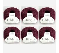 Hilde by Permin Lot de 6 fils classiques en tweed avec alpaga et viscose (50 g/120 m) (19 bordeaux)