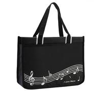 HilerPunk Sac à bandoulière musical, sac à main en nylon de qualité supérieure imperméable pour femme, sac de voyage avec fermeture éclair haute note, programme de musique, noir + note musicale