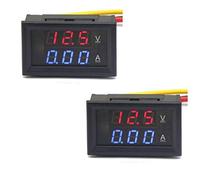 HiLetgo 2pcs DC0-100V Voltage 10A Voltmeter Ammeter Current Meter 2-in-1 Digital Multimeter 10A Volt Amp Tester Meter with 5 Wires 0.28" Red and Blue Dual LED Display with Connect Cables