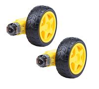 HiLetgo 4pcs Smart Car Robot Plastic Tire Wheel with DC Electric Motor DC 3-6V Dual Shaft Geared Magnetic Gearbox Engine Smart RC Car Robot Tyres Model Gear Parts 1:120 Reduction Ratio