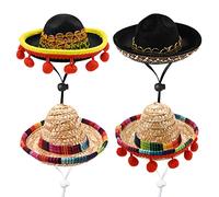 Hileyu Mini Chapeaux mexicains Sombrero 4Pcs Colorful Sombrero Hats Mini Fun Fiesta Straw Hat Cute Straw Sombreros for Fiesta Carnival Summer Mexican Theme Decorations Party Favors.