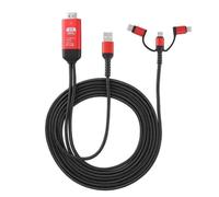 Hililand Câble adaptateur HDMI 3 en 1 Micro USB / pour iOS / Type-C vers HDMI Câble adaptateur de convertisseur vidéo HD 4K HDTV