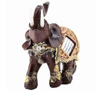 Hilitand Chanceux Richesse Éléphant Statue Sculpture Feng Shui Grain De Bois 3D Figurine Home Desktop Décoration (M)
