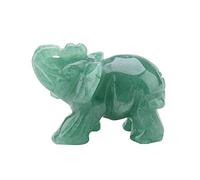 Hilitand Figurines d'Éléphant en Cristal, 2inch Éléphant Sculpté en Jade Naturel Décoration de la Maison Voiture Ameublement Article (Green Aventurine)
