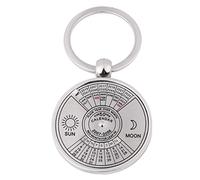 Hilitand Porte-clés Calendrier Perpétuel 50 Ans Métal Accessoire Clés Argenté Unisex Adultes