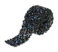 Hilitand Ruban Ruban Diamant de Maille Ruban Cristal Rouleau Etincelant de Maille pour Décoration d'anniversaire Fête Mariage (Blue & Black)