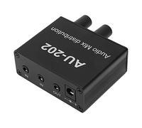 Hilitand Séparateur Audio 2 en 2 Sorties Mélangeur Stéréo Répartiteur Audio pour Casque Amplificateur de Puissance Externe Contrôle du Volume Indépendant