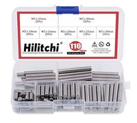 Hilitchi 110 pièces Cheville broches en acier inoxydable support d'étagère broches Attache Elements Assortiment kit - Dimensions : 5 mm x 10 mm/16 mm/20 mm/25 mm/30 mm/35 mm/40 mm