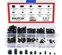 Hilitchi 200pcs M3/4/5/6/8 Allen Head Socket Hex Grub Screw Set Assortment Kit with Plastic Box 12.9 Class Black Alloy Steel by Hilitchi