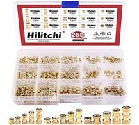 Hilitchi 250-pcs M2/M3/M4 Filetage femelle laiton moleté Insert fileté Embedment Écrous Assortiment kit