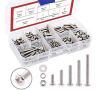 Hilitchi 300 M3 Phillips Pan Head Vis Boulon Écrou verrouillage Plat Rondelles Kits de catégories, Acier inoxydable 304 (M3)