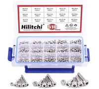 Hilitchi 510 pcs M3 M4 M5 en acier inoxydable Bouton à tête hexagonale Socket Head Cap Boulons Vis Écrous Assortiment kit - en acier inoxydable 304