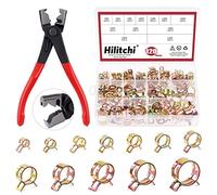 Hilitchi Assortiment de 121 clips de type bande à ressort avec collier de serrage à ressort de 7 à 22 mm 12 tailles et une pince de serrage pour tuyau de carburant, collier de serrage en silicone pour