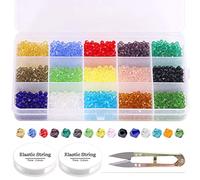 Hilitchi Lot de 1 802 perles d'espacement multicolores à facettes de 4 mm pour projets de perles, bracelets, colliers, boucles d'oreilles et autres accessoires de bijoux avec cordon élastique
