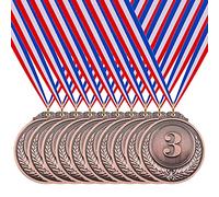 Hilitchi Lot de 10 médailles de récompense en bronze - Style olympique et médailles de 3e place avec ruban