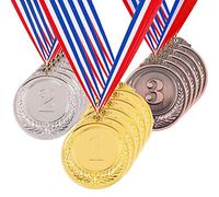 Hilitchi Lot de 15 médailles de récompense dorées et argentées avec ruban, style olympique pour enfants, école, sport, réunion, événements sportifs ou souvenirs de célébration (logo oreilles de blé)