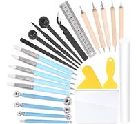 Hilitchi Lot de 24 outils de modelage de sculpture en argile comprenant un stylet à bille, des outils de sculpture à double usage en silicone, pour débutants, professionnels et amateurs de bricolage