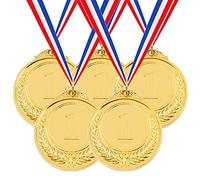 Hilitchi Lot de 5 médailles d'or - Médailles de vainqueur de style olympique avec ruban