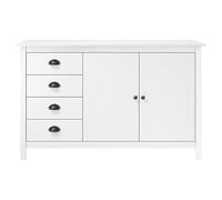 Hill - Buffet en pin massif - Blanc - 130 x 40 x 80 cm - Meuble de salon simple avec espace de rangement - Idéal pour les salons modernes et les petites pièces