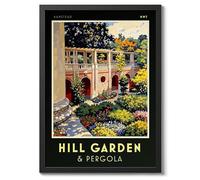 Hill Garden & Pergola, Hampstead England Poster de voyage Explorez la Grande-Bretagne, illustration moderne de destination, décoration de salon britannique moderne, format A4 (cadre noir) - 32,7 x