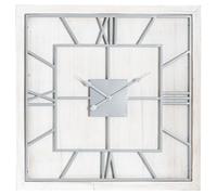 Hill Interiors - Horloge murale "Williston", Carrée HI4483 (90 cm x 5 cm x 90 cm) (Blanc/argent)