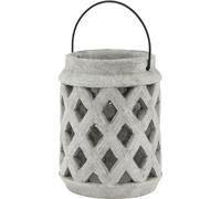 Hill Interiors - Lanterne "Athena", grès, grille HI4799 (15 cm x 15 cm x 15 cm x 15 cm) (Blanc)