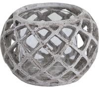 Hill Interiors Lanterne tempête en céramique avec design de grille, ronde HI3006 (taille unique) (Gris)