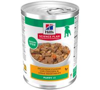 Hill’s Science Plan Puppy Mijoté Pour Chiot Au Poulet Et Légumes Ajoutés Boîte 12x363g