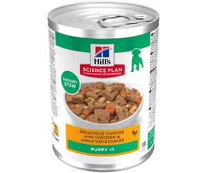 Hill’s Science Plan Puppy Mijoté Pour Chiot Au Poulet Et Légumes Ajoutés Boîte 12x363g