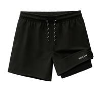 Hill & Sea Short de bain court à séchage rapide pour garçon et enfant avec stretch, doublure intérieure de compression ajustée, poches et cordon de serrage, Noir , 164