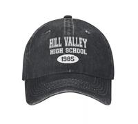 Hill Valley High School Retour vers le futur Casquette de baseball Casual Détressé Denim Classique Série de films Casquette de soleil Unisexe Chapeaux d’extérieur Coton, pour toutes les saisons