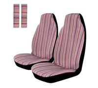 HILLAR Housses De Siège Auto Universelles À Dossier Haut,2 Sièges Avant en Tissu Rayé Coloré avec 2 Coussinets De Ceinture De Sécurité Housses De Siège(B)